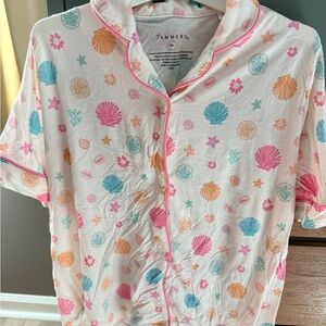 In my Jammers-Pink Seashells Bamboo Kids Pajama Set